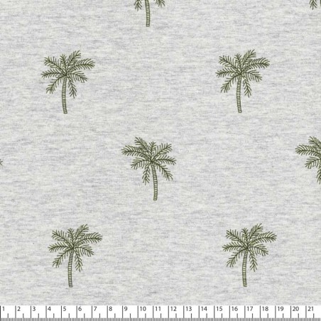 Tissu jersey Palm tree gris chiné