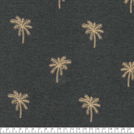Tissu jersey Palm tree gris anthracite