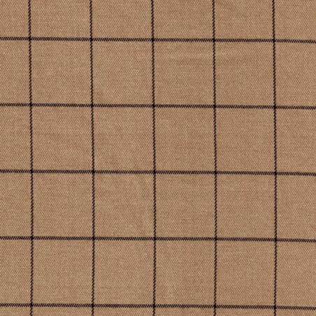 Tissu carreaux fd marron clair 65 %Pol,32%visc,3%el larg 142