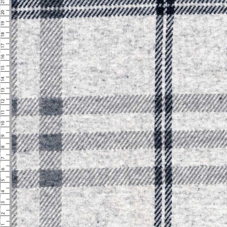 Tissu jersey milano gratté carreaux fond gris