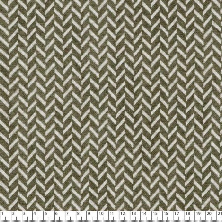 Tissu maille jacquard chevrons vert de gris/gris clair