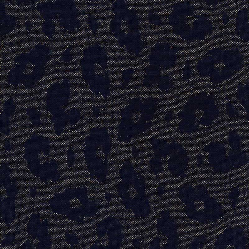 Tissu maille graphique fil lurex cuivré - noir