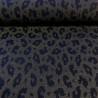 Tissu maille jacquard Léo glitter doré fond bleu marine