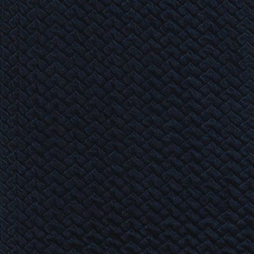 Tissu jersey matelassé chevrons bleu marine 75%cot,23 %Pol,2