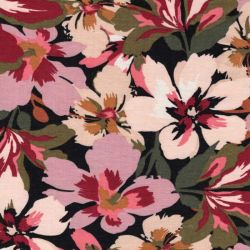 Tissu jersey modal fleurs mauve Poppy 