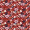 Tissu jersey fleurs rétro fond terracotta Poppy