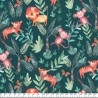 Tissu jersey jungle fond bleu carnard Tissu jersey jungle fond bleu carnard
