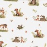 Tissu jersey Sweet Forest Poppy fond blanc Tissu jersey Sweet Forest Poppy fond blanc