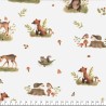 Tissu jersey Sweet Forest Poppy fond blanc Tissu jersey Sweet Forest Poppy fond blanc