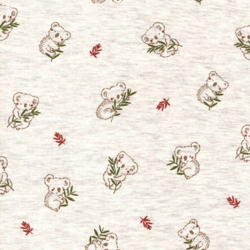 Tissu jersey koalas fond beige chiné