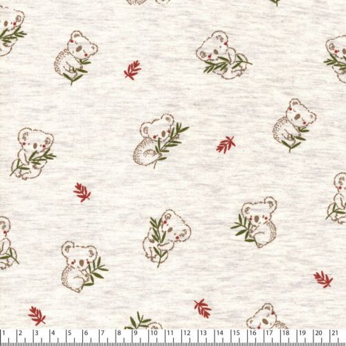 Tissu jersey koalas fond beige chiné