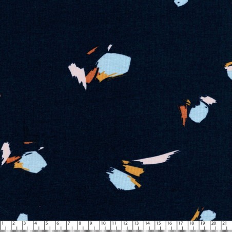 Tissu jersey Graphic Poppy fond marine