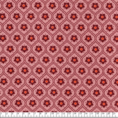 Tissu popeline Flowers Poppy fond rose
