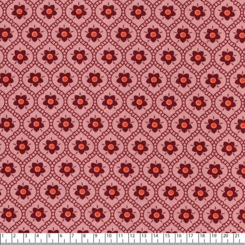 Tissu popeline Flowers Poppy fond rose