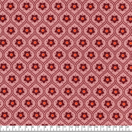 Tissu popeline Flowers Poppy fond rose