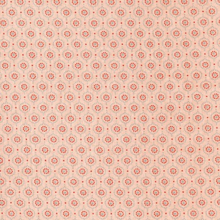 Tissu popeline Flowers and dots Poppy fond pêche