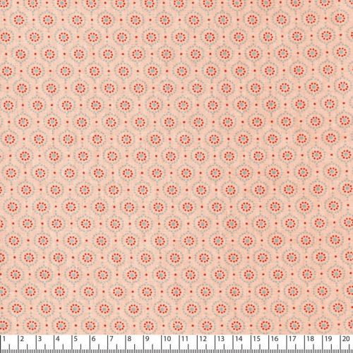 Tissu popeline Flowers and dots Poppy fond pêche