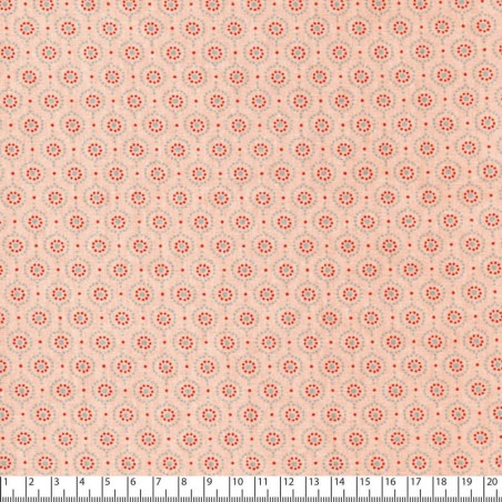 Tissu popeline Flowers and dots Poppy fond pêche