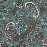 Tissu viscose élasthanne Paisley fond vert sauge