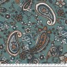 Tissu viscose élasthanne Paisley fond vert sauge