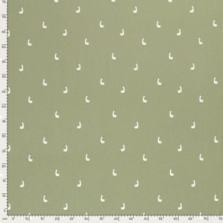 Tissu jersey oies fond vert amande