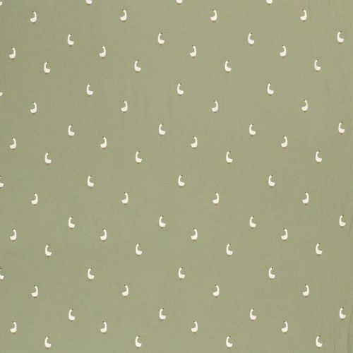 Tissu jersey oies fond vert amande