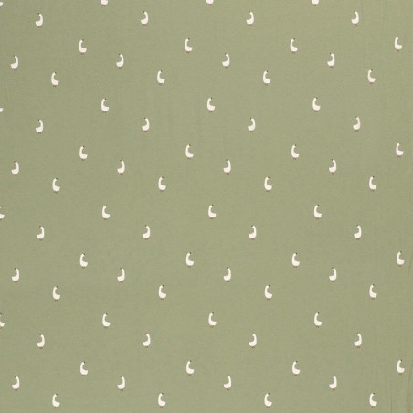 Tissu jersey oies fond vert amande