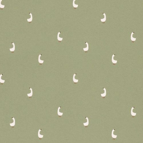 Tissu jersey oies fond vert amande