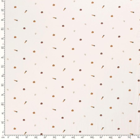 Tissu jersey jardins fond blanc cassé
