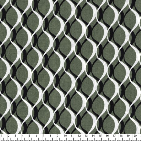 Tissu viscose Arty fond kaki