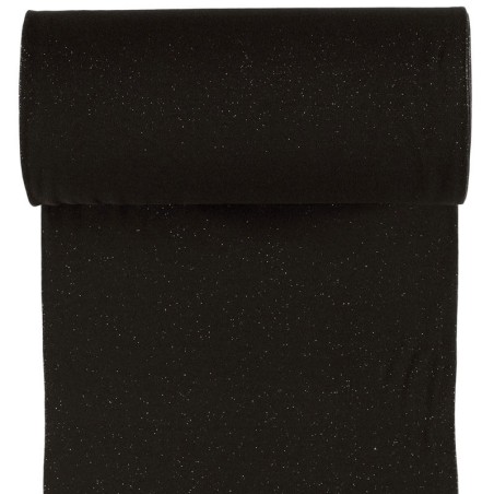 Bord côte tubulaire noir pailleté argent