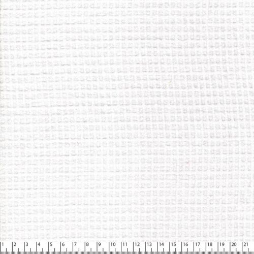 Tissu voile de coton gaufré carreau 0,5X0,5 cm blanc