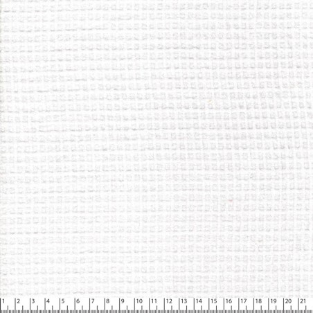 Tissu voile de coton gaufré carreau 0,5X0,5 cm blanc