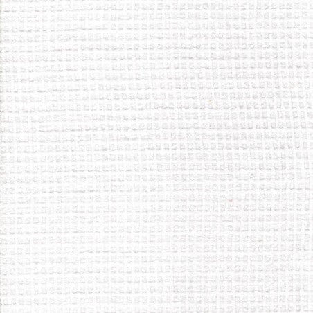 Tissu voile de coton gaufré carreau 0,5X0,5 cm blanc