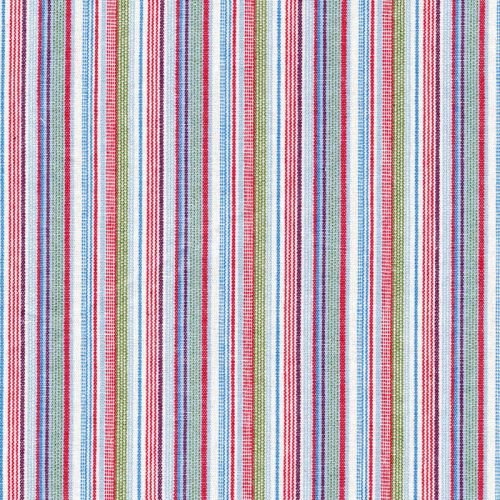 Tissu toile Oshkosh rayé bleu et rouge
