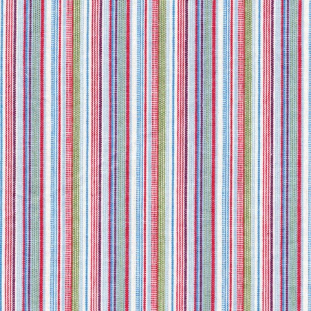 Tissu toile Oshkosh rayé bleu et rouge