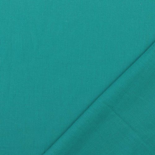 Tissu lin uni lavé bleu turquoise