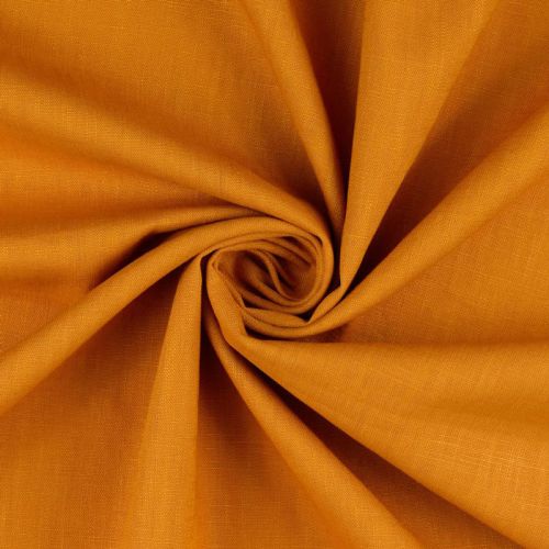 Tissu lin uni lavé curry