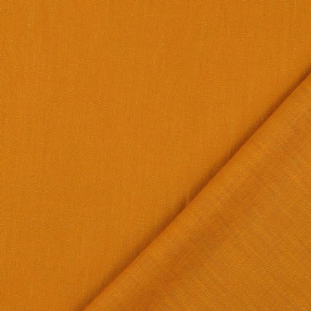 Tissu lin uni lavé curry