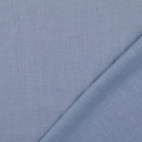 Tissu lin uni lavé bleu jean
