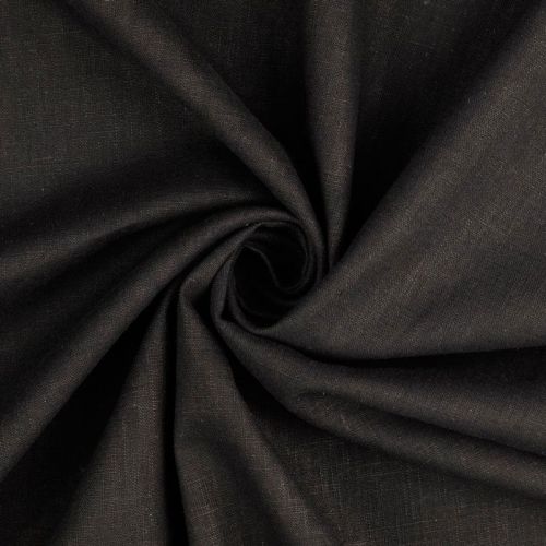 Tissu lin uni lavé noir