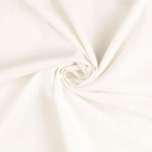 Tissu lin uni lavé blanc