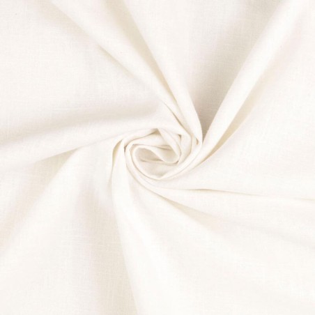Tissu lin uni lavé blanc