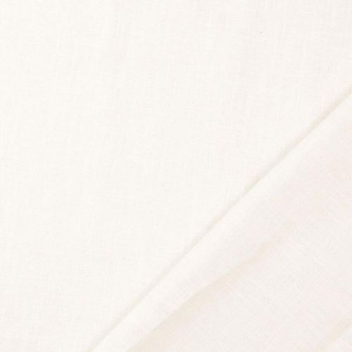 Tissu lin uni lavé blanc