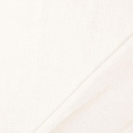 Tissu lin uni lavé blanc