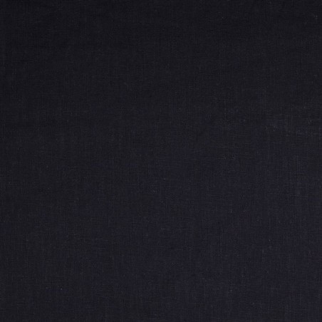 Tissu lin uni lavé bleu marine foncé