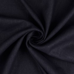 Tissu lin uni lavé bleu marine foncé