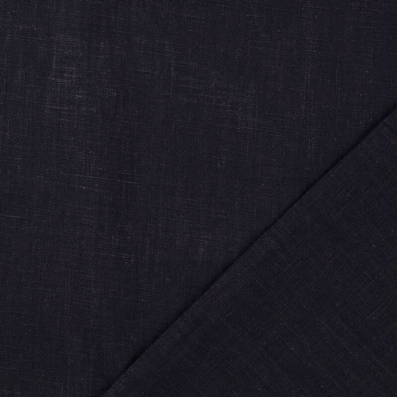 Tissu lin uni lavé bleu marine foncé