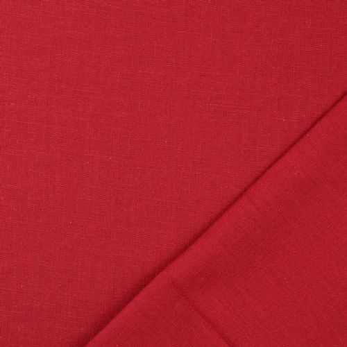 Tissu lin uni lavé rouge vif