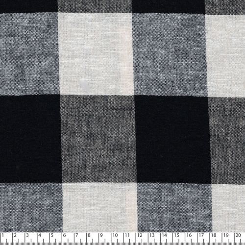 Tissu lin/viscose carreaux 6X6 cm noir